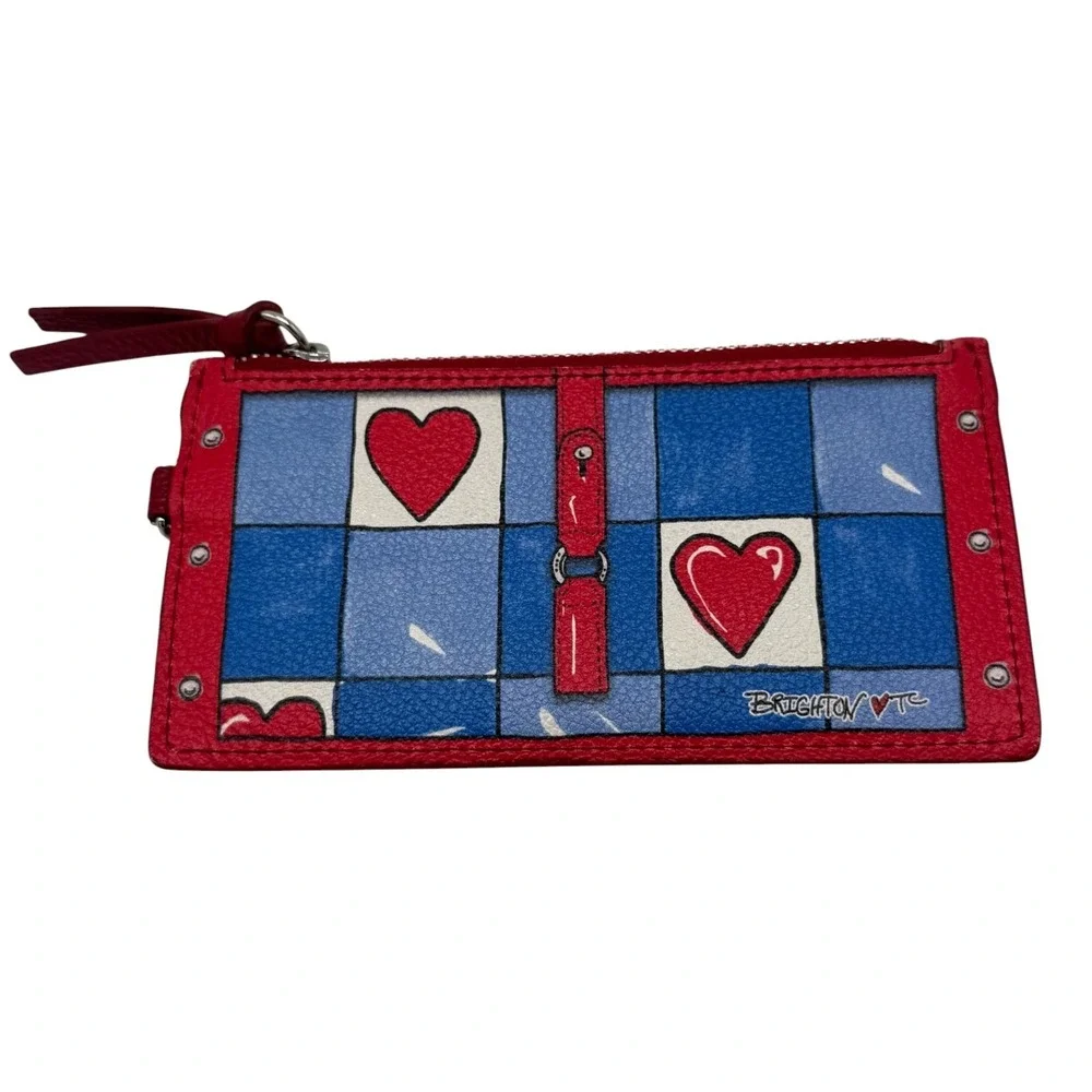 Brighton Bee Happy Mini Satchel Bag Card Organizer Dust Bag Red Blue Daisy Heart